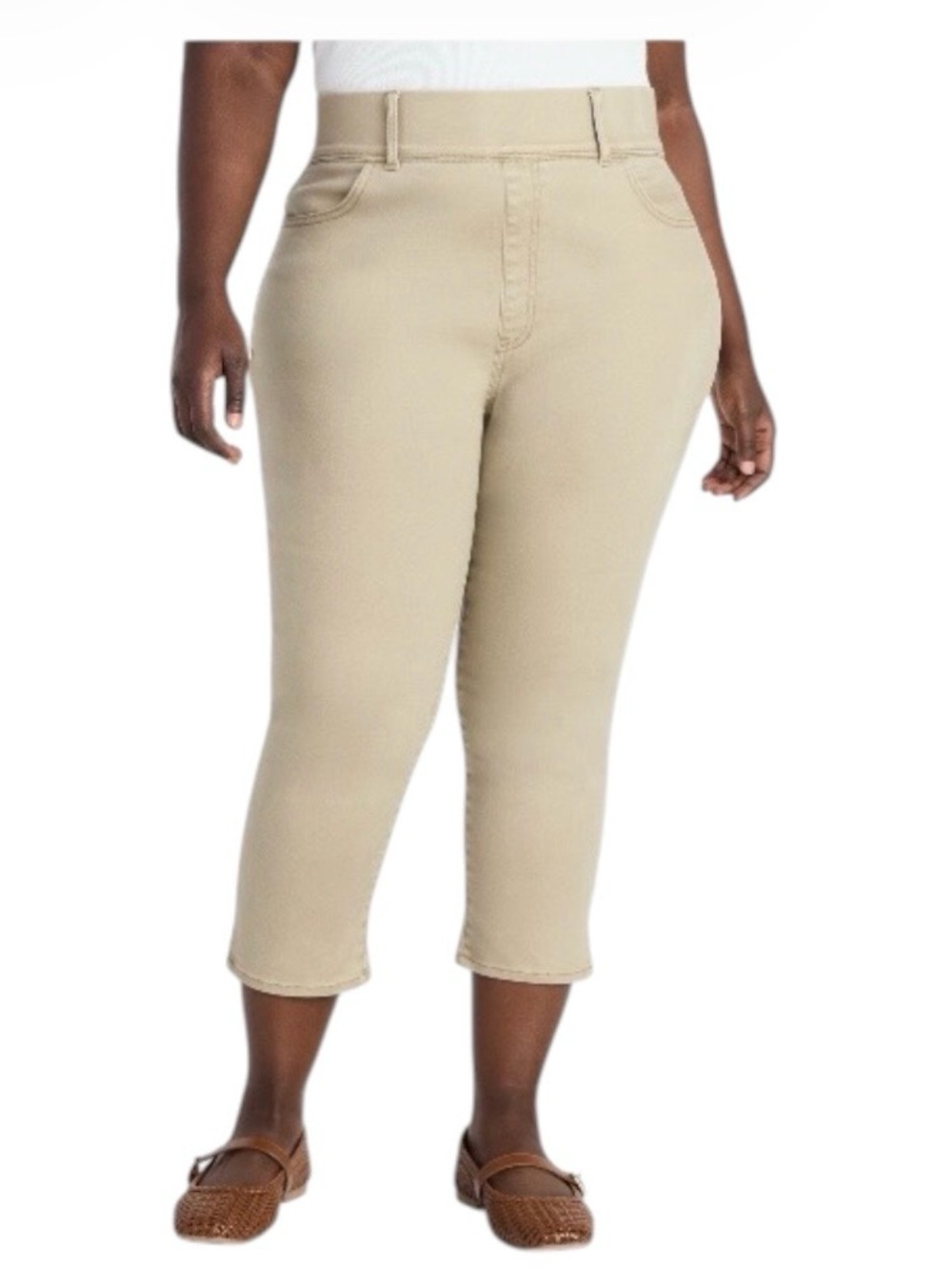 Terra & Sky Women Plus Pull-On High Rise Stretch Capri Jegging Size 1X (16w-18w)